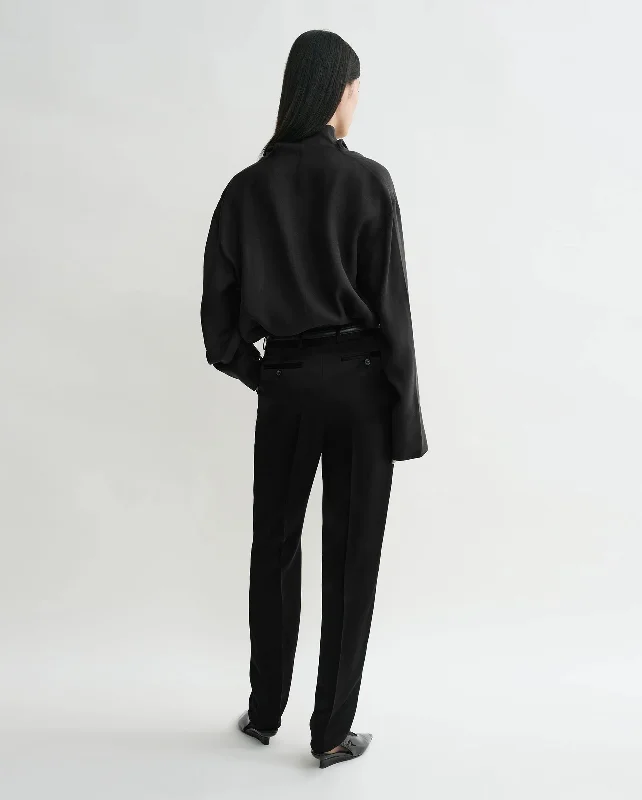 FUNNEL NECK ORGANZA BLOUSE / BLACK