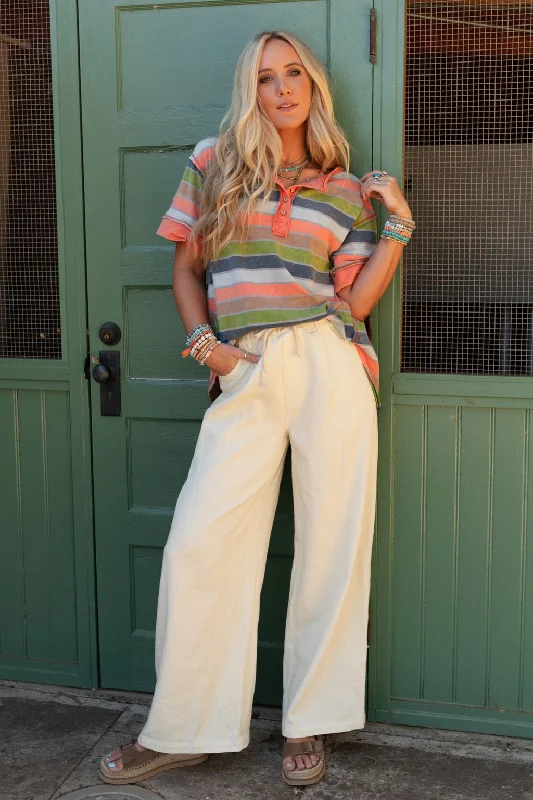 Groove Out Wide Leg Pants - Ivory