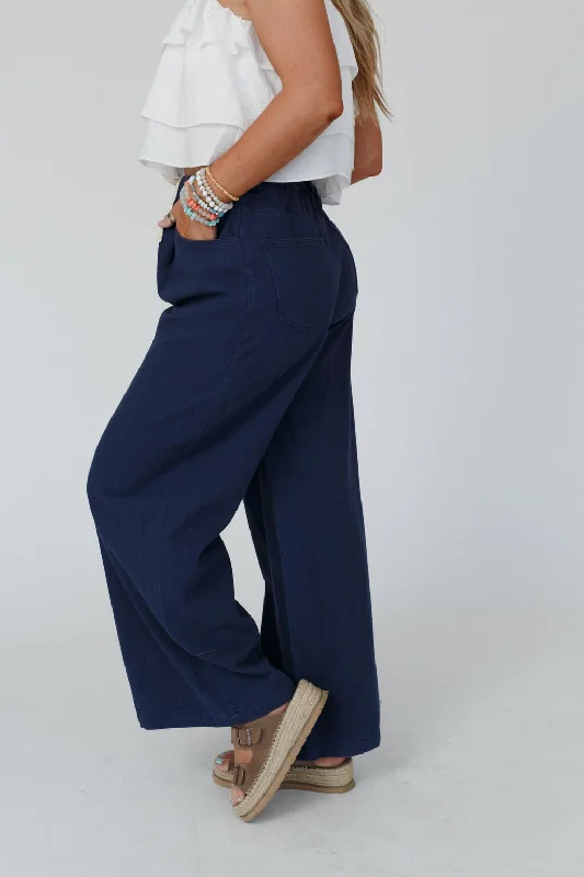 Groove Out Wide Leg Pants - Navy