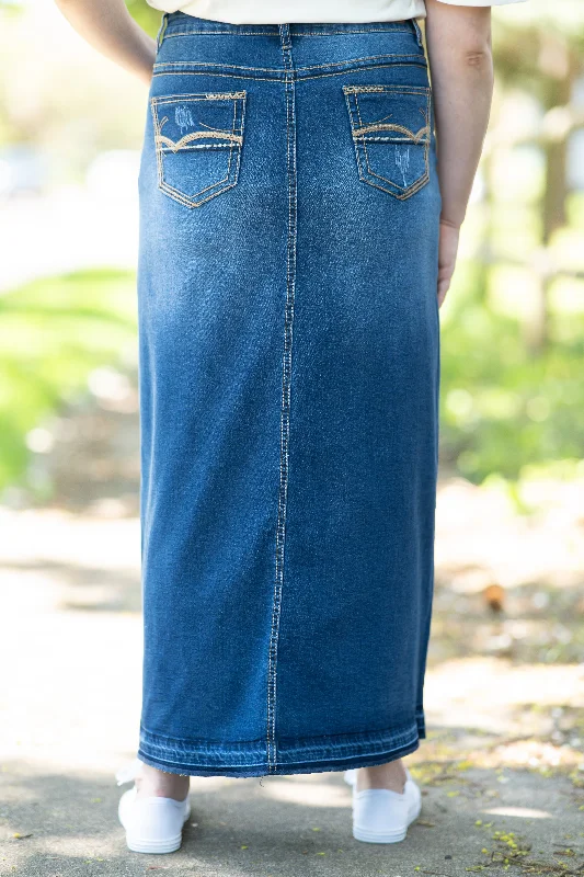 Hannah Indigo Wash Denim Skirt (FINAL SALE)