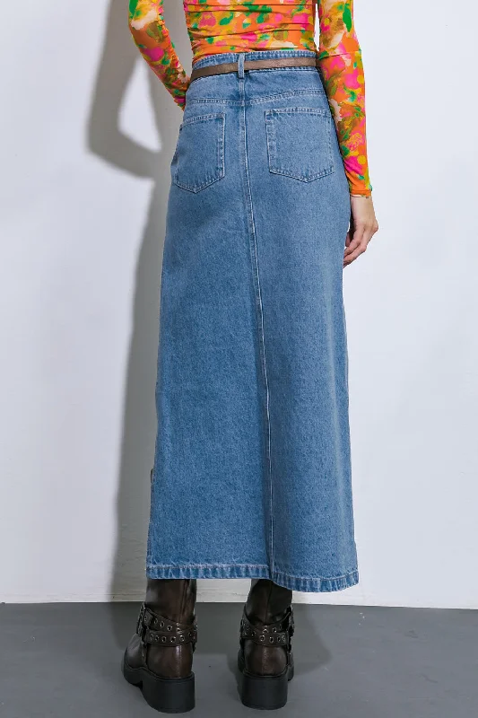 KEEP SHINING DENIM MIDI SKIRT