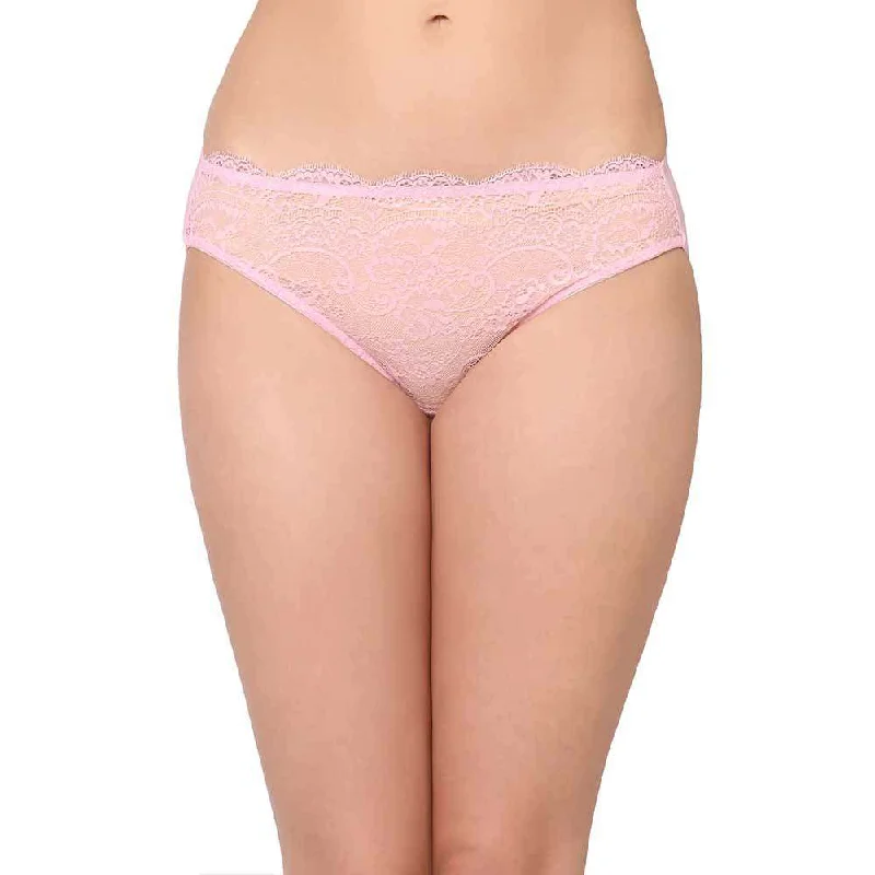 Essential Lace Low Waist Low Coverage Bridal Wear Lace Bikini Panty - Pink