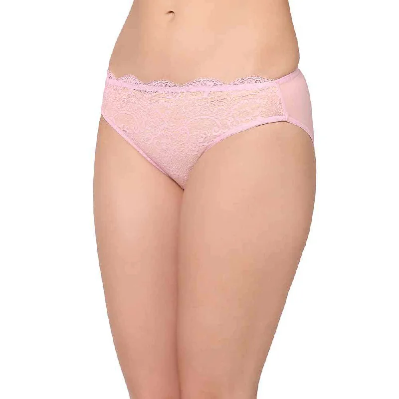 Essential Lace Low Waist Low Coverage Bridal Wear Lace Bikini Panty - Pink