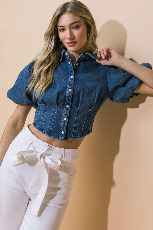 MY EYES ON YOU DENIM CROP TOP