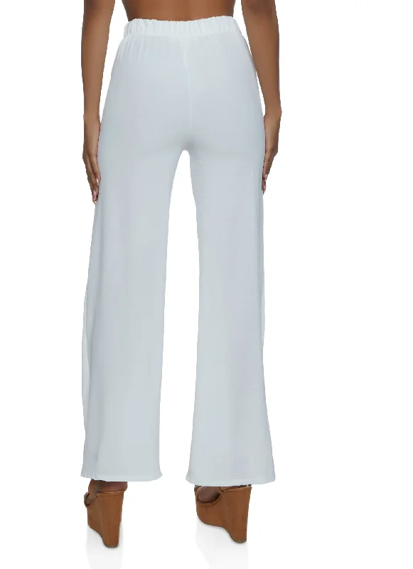 Crepe Knit High Waisted Wide Leg Pants