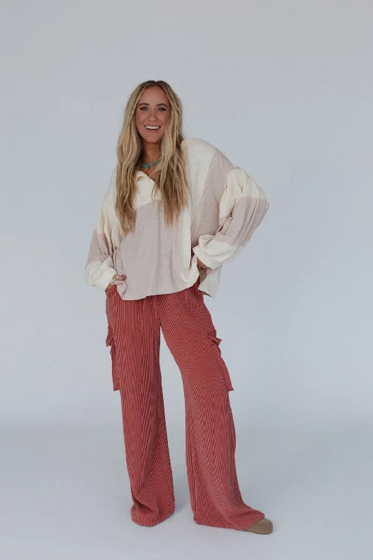 Keep It Cool Wide Leg Pants - Cinnamon