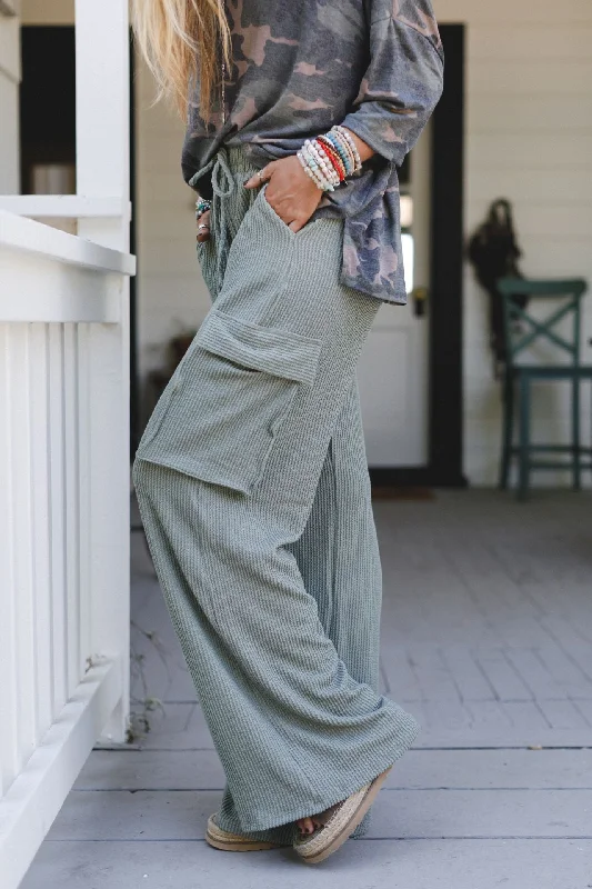 Keep It Cool Wide Leg Pants - Green