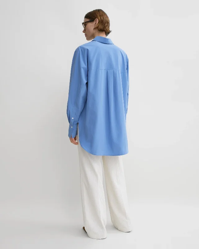 KIMONO-SLEEVE POPLIN SHIRT / CORNFLOWER