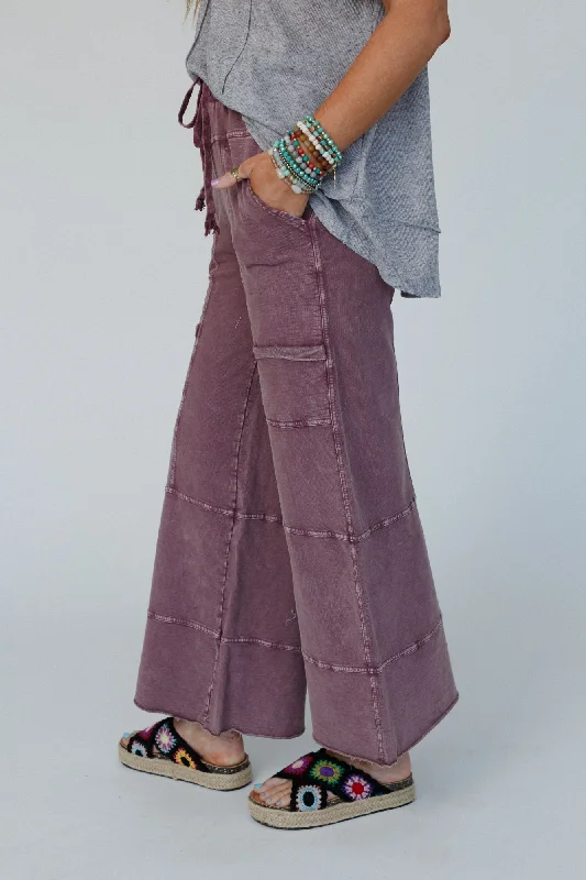 Lucky One Wide Leg Full Pant - Plum