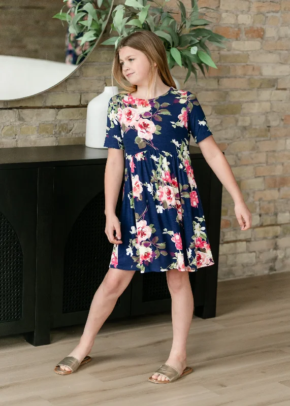 Maisie Girl's Floral Short Sleeve Midi Dress - FINAL SALE