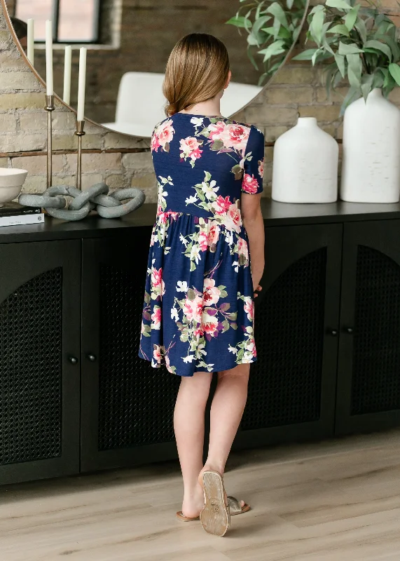 Maisie Girl's Floral Short Sleeve Midi Dress - FINAL SALE