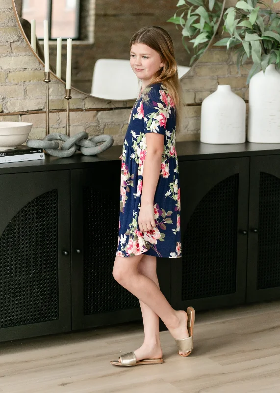 Maisie Girl's Floral Short Sleeve Midi Dress - FINAL SALE