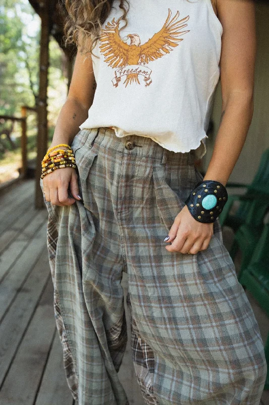 Mystic Plaid Wide Leg Pants - Brown