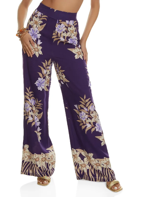 Floral Print Smocked Detail Palazzo Pants