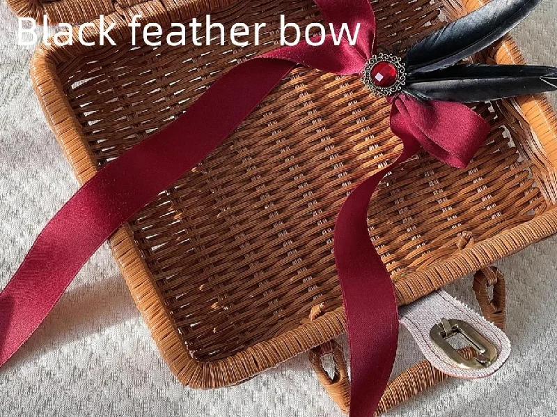 S / Black feather bow