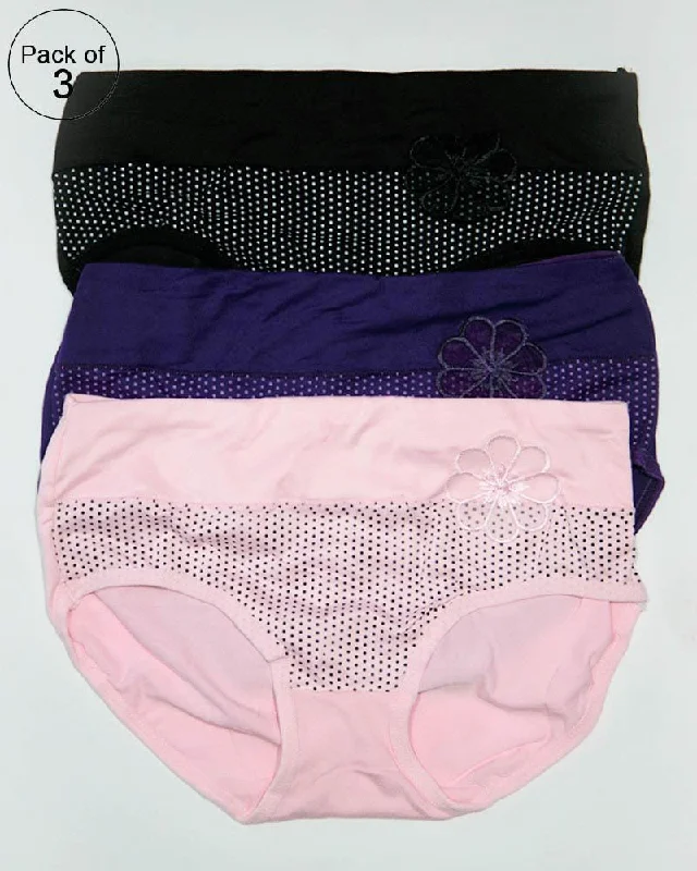 Pack of 3 Womens Polka Dotted Panties – AF-122 – Mix Colors