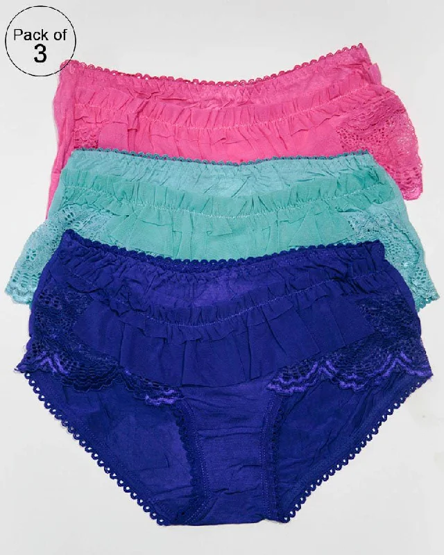 Pack of 3 Womens Soft Cotton Underwear Panties – AF-110 – Mix Colors