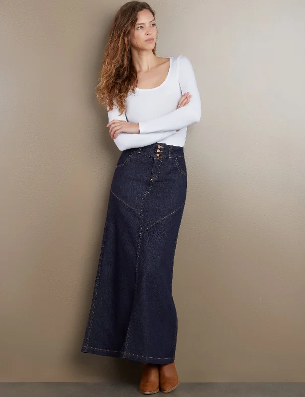 Pieced Denim Maxi Skirt