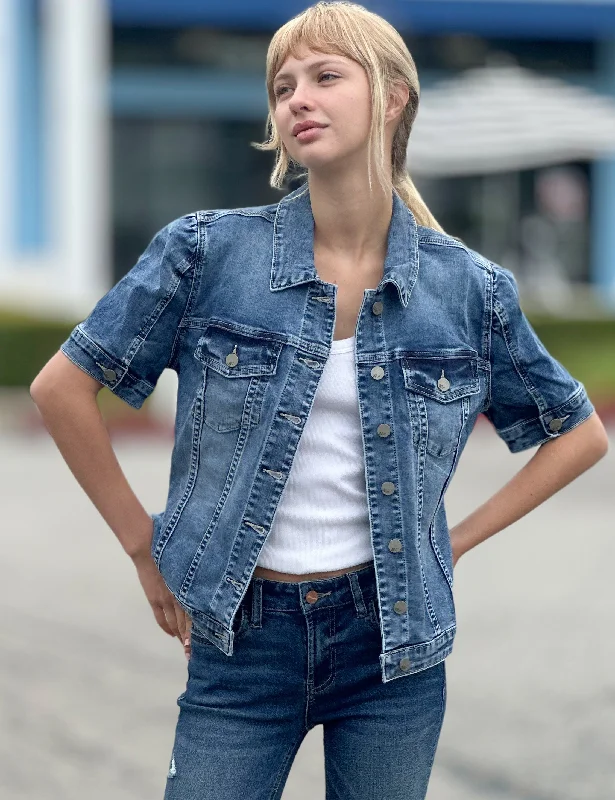 Puff-Sleeve Denim Jacket