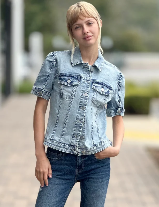 Puff Sleeve Denim Jacket