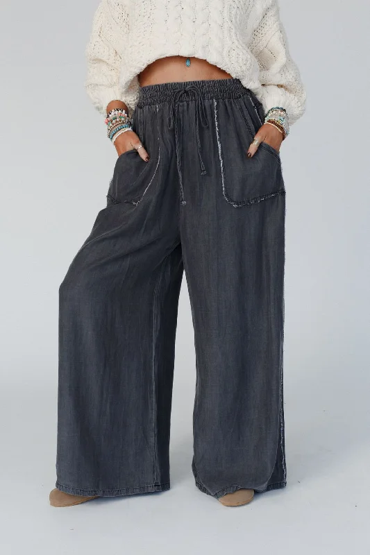 So Fine Wide Leg Pants - Black