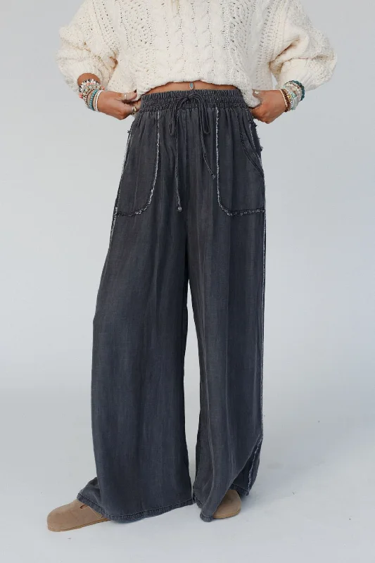 So Fine Wide Leg Pants - Black