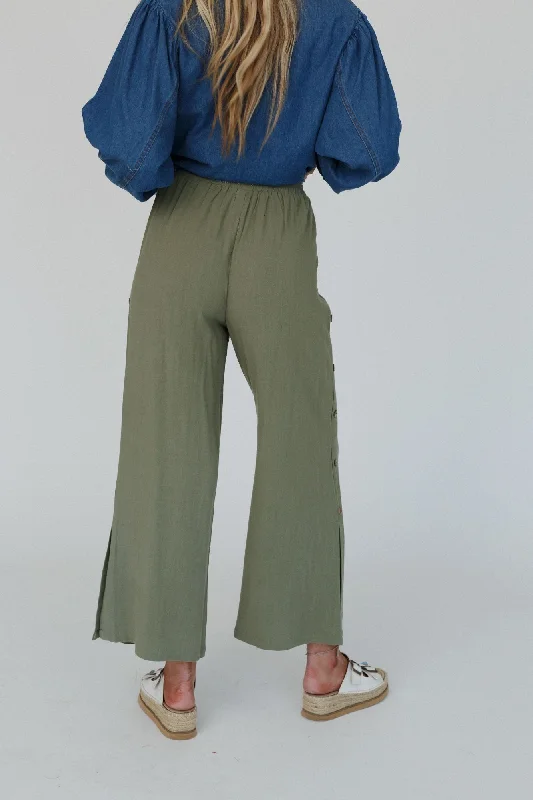 Sunny Side Wide Leg Pants - Olive