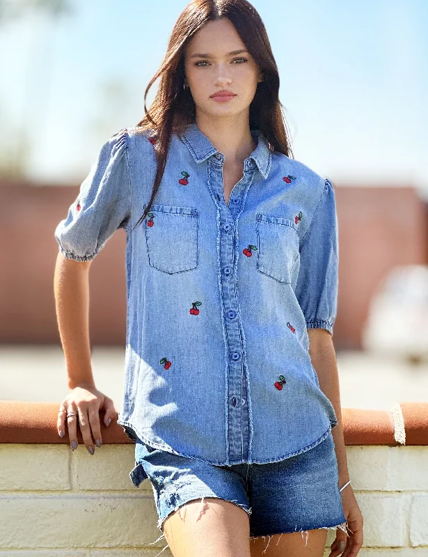 Tart Cherry Embroidery Shirt