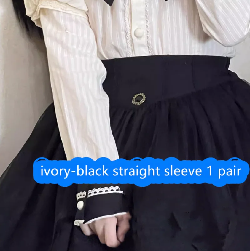 S / ivory-black straight sleeve 1 pair