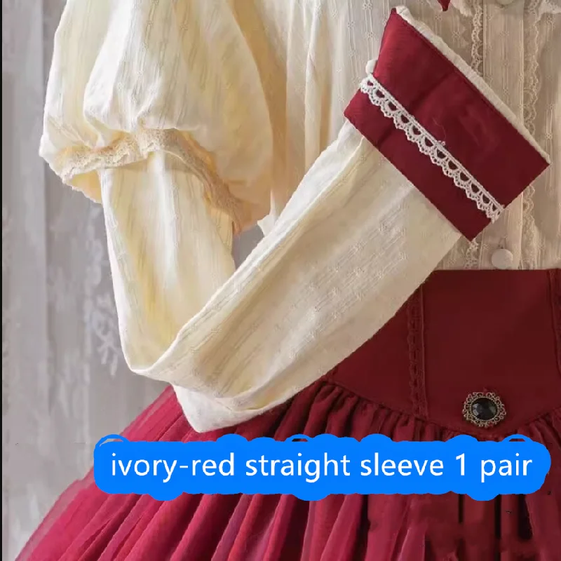 S / ivory-red straight sleeve 1 pair