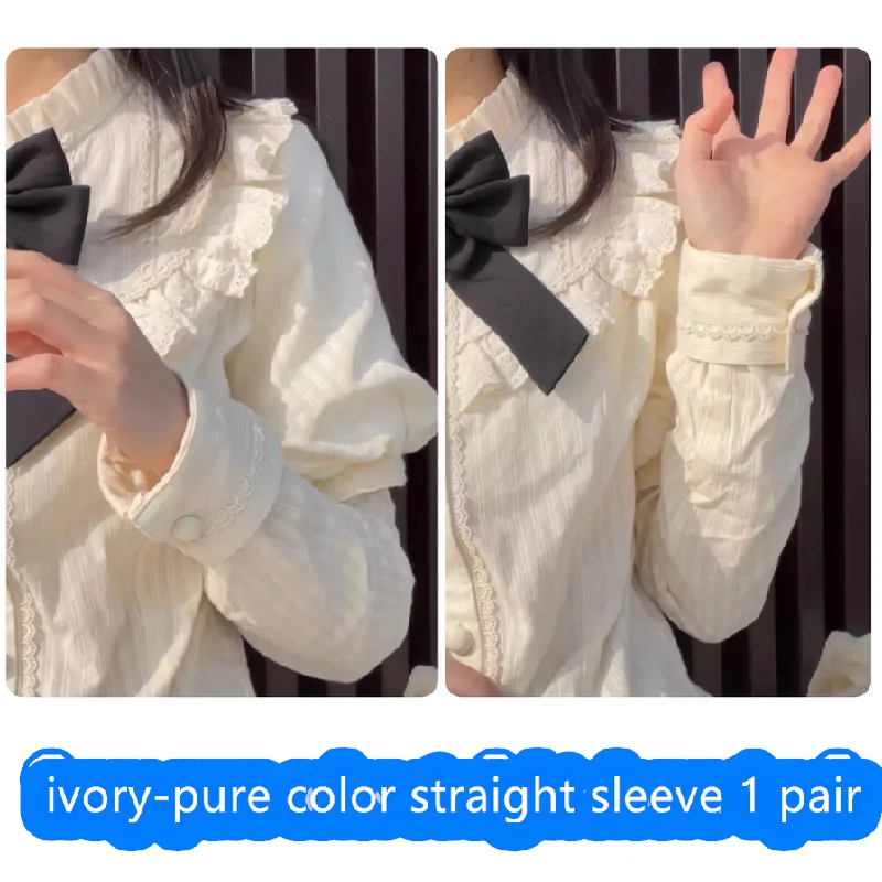 S / ivory-pure color straight sleeve 1 pair