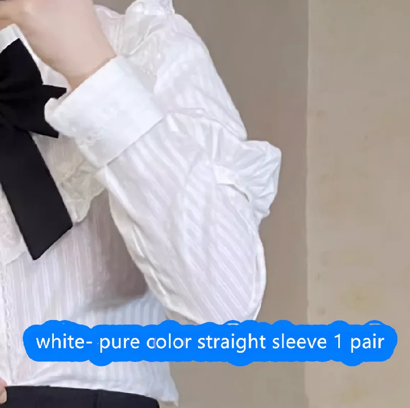 S / white- pure color straight sleeve 1 pair