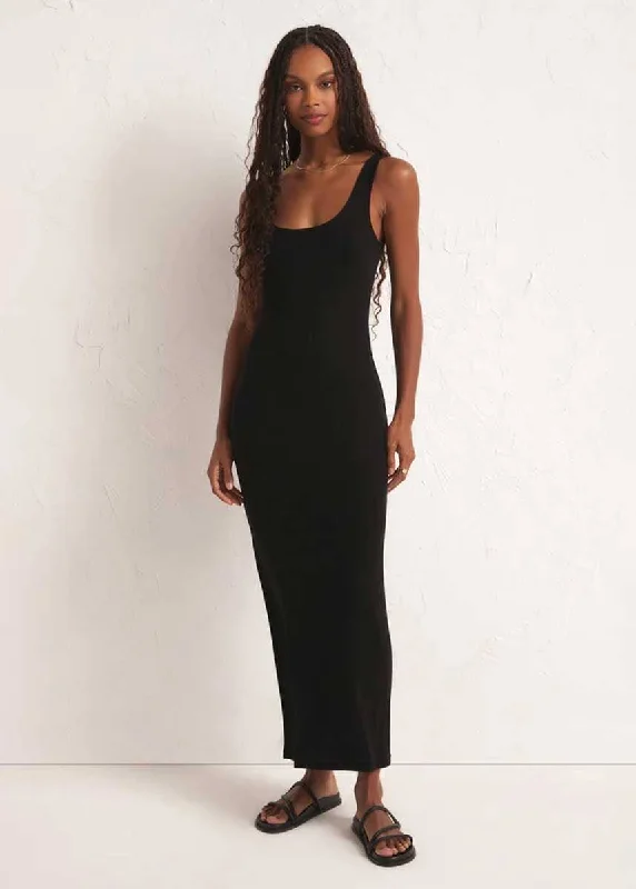 Viviana Rib Maxi Dress - Black