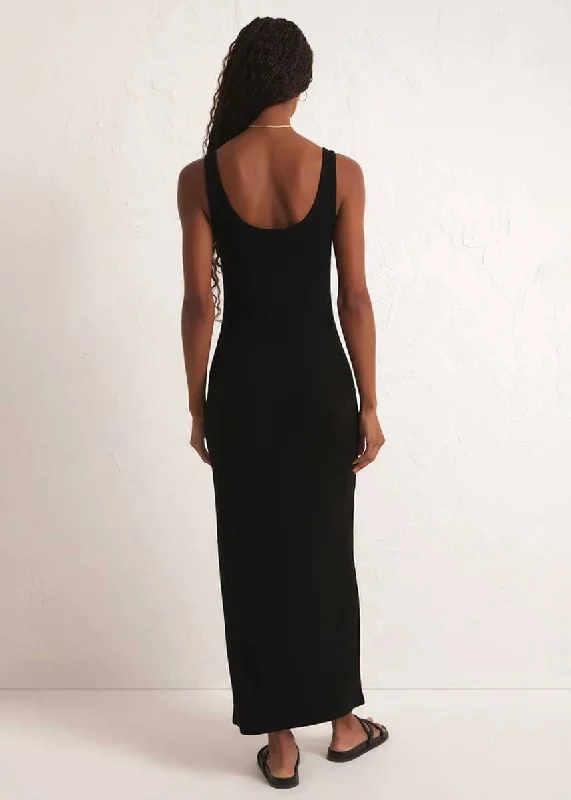 Viviana Rib Maxi Dress - Black