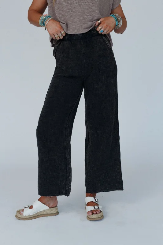 Whispering Meadow Flowy Pants - Ash Black