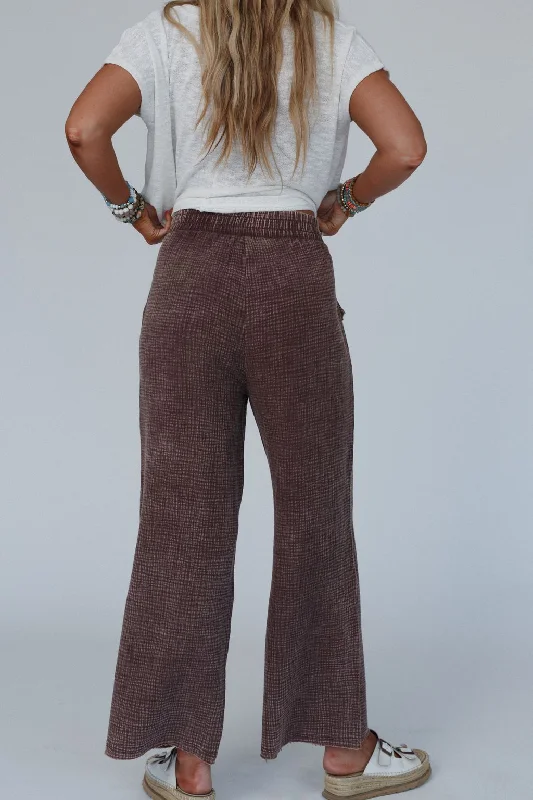 Whispering Meadow Flowy Pants - Mahogany