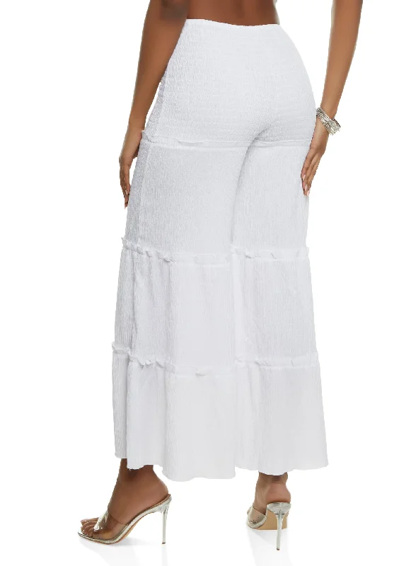 Smocked Tiered Palazzo Pants