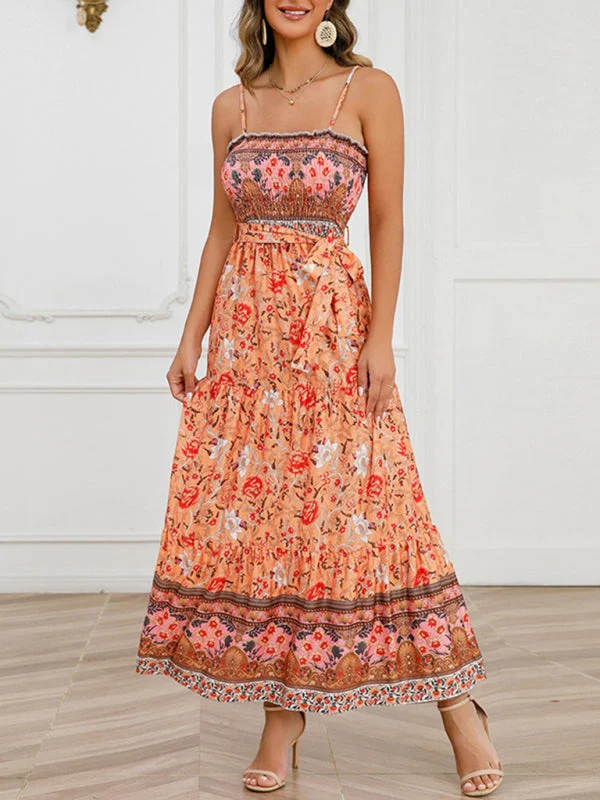 BerryBetty - Women's long bohemian dress with straps