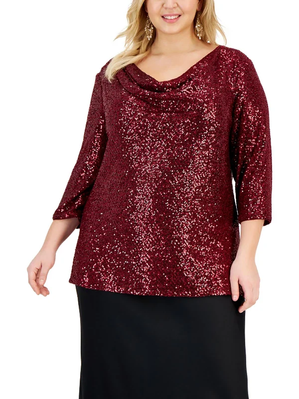 Womens Mesh Sequined Blouse